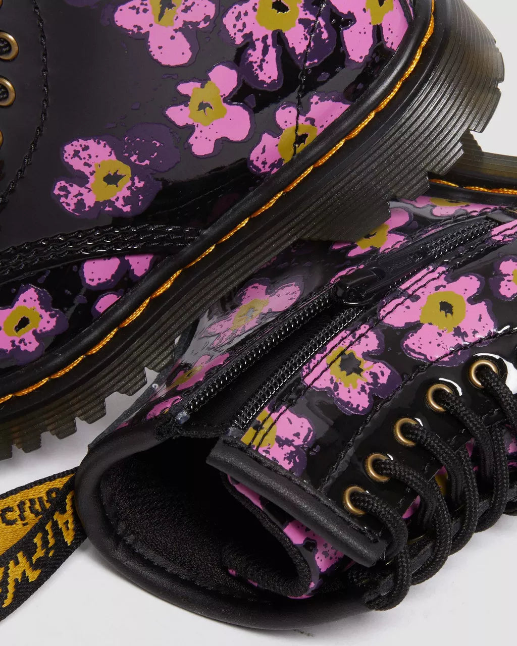 DR MARTENS Toddler 1460 Floral Patent Boots