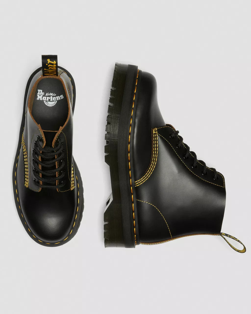 DR MARTENS 101 Quad Vintage Smooth Leather Platform Ankle Boots