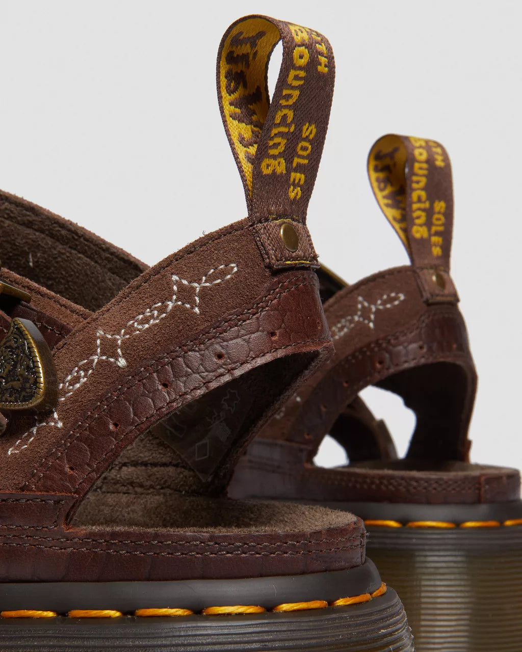 DR MARTENS Gryphon Gothic Americana Leather Platform Sandals