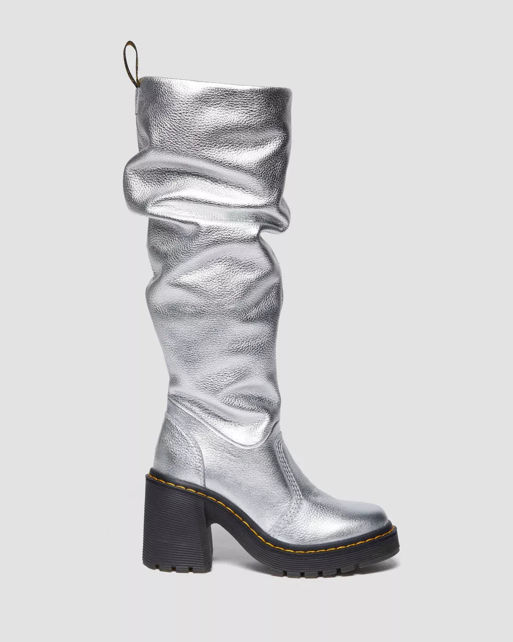 DR MARTENS Kasey Metallic Leather Knee High Heeled Boots