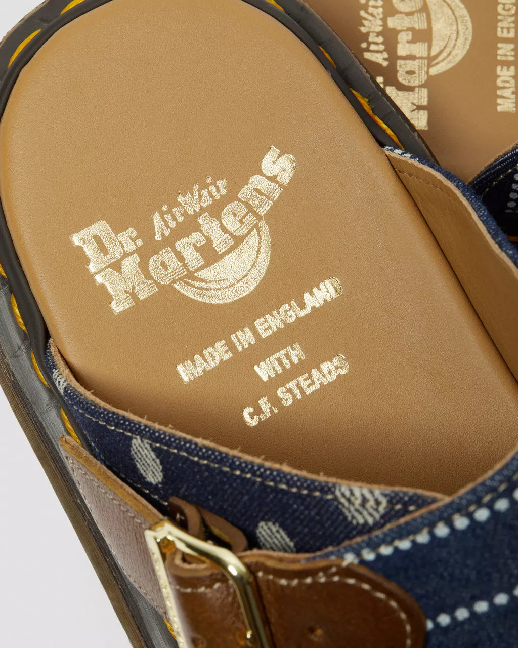 DR MARTENS Dayne Made in England Pinstripe Dot Slide Sandals