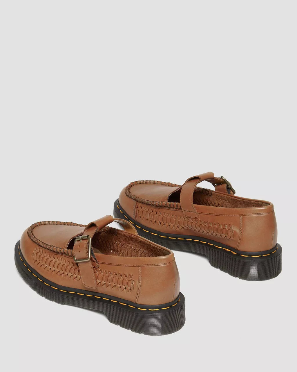 DR MARTENS Adrian T-Bar Woven Leather Mary Jane Shoes