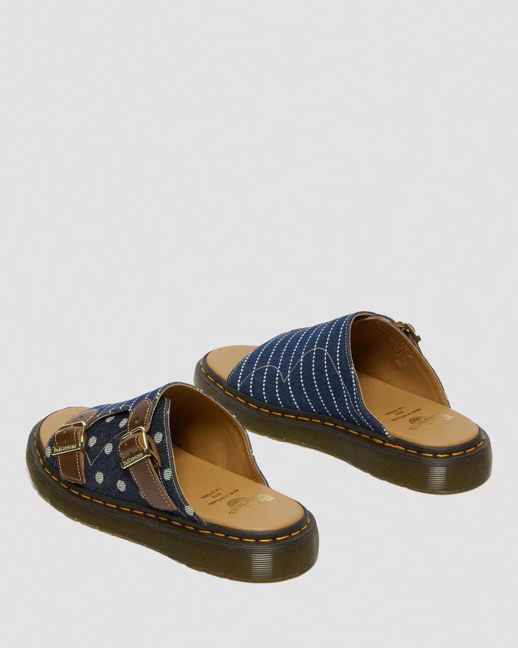 DR MARTENS Dayne Made in England Pinstripe Dot Slide Sandals
