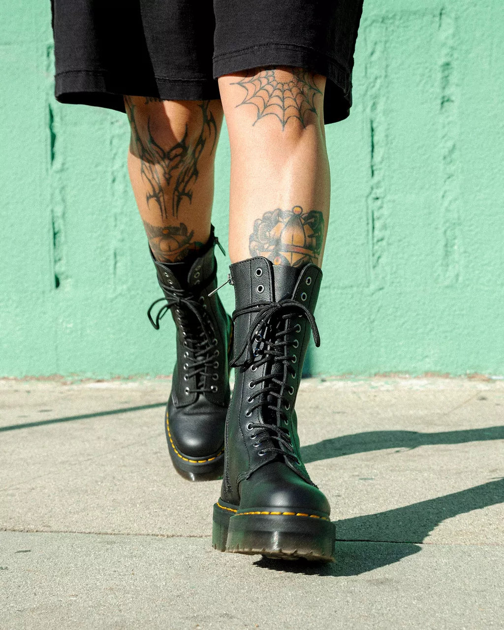 1B99 Pisa Leather Mid Calf Lace Up Boots